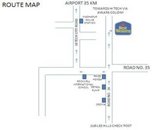 Jubilee Ridge Hotel Route Map - Jubilee Hills, Hyderabad